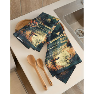 Linge De Cuisine Scandinave Rétro Maison de montagne