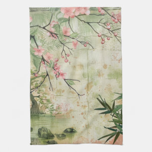 Linge De Cuisine Scène de jardin de fleurs de cerisier (5)