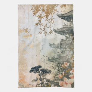 Linge De Cuisine Scène de jardin de fleurs de cerisier (7)