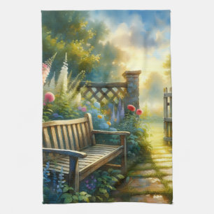 Linge De Cuisine Scène de porte de jardin ensoleillé