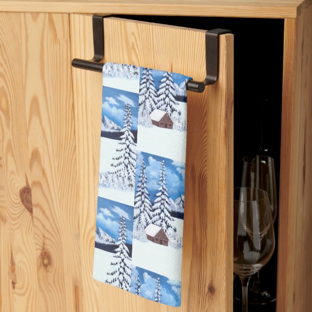 Linge De Cuisine Scène hivernale (Pliage en tiers)