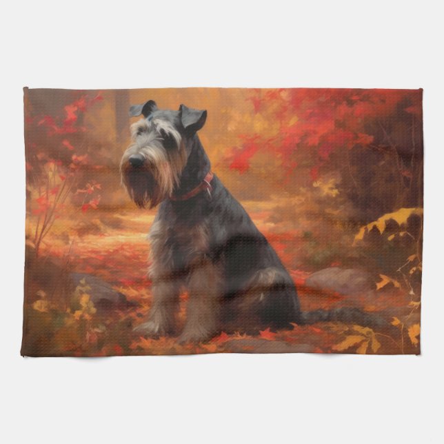 Linge De Cuisine Schnauzer en automne Leaves Fall Inspire (Horizontal)