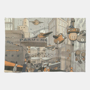 Linge De Cuisine Science-fiction urbaine vintage Paris, Steampunk