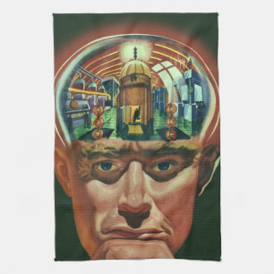 Linge De Cuisine Science-fiction vintage, Cerveau Alien dans un Lab