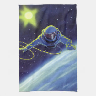 Linge De Cuisine Science-fiction vintage d'un astronaute en sortie