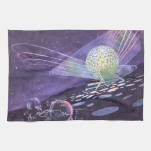 Linge De Cuisine Science-fiction vintage, un globe lumineux avec de