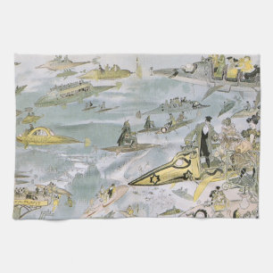 Linge De Cuisine Science-Fiction vintage Voitures futuristes, Taxi