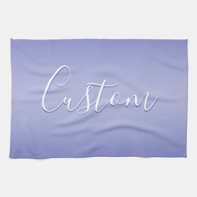 Linge De Cuisine Script cursif modifiable | Violet blanc et violet (Horizontal)