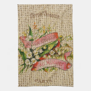 Linge De Cuisine Scripts français chic vainqueur couronne florale P