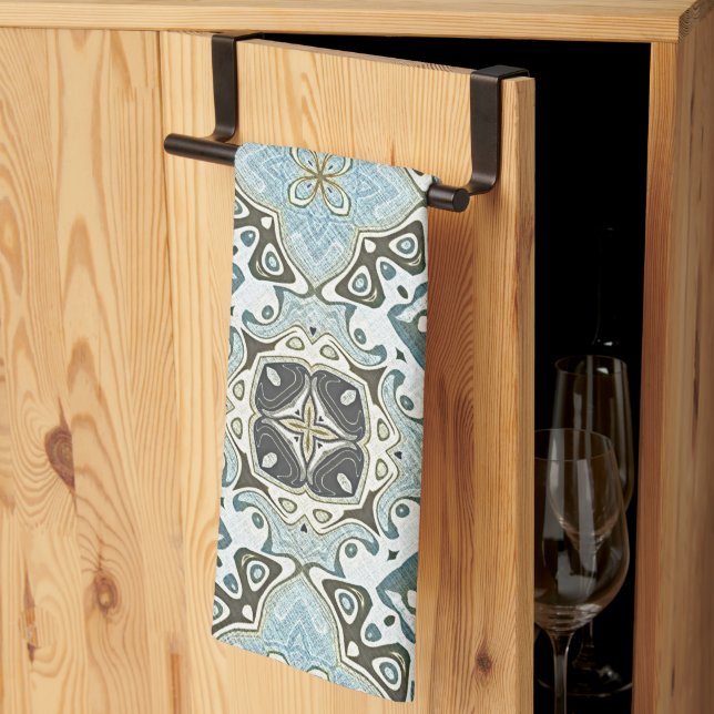 Linge De Cuisine Seafoam Green Turquoise Turquoise Tribe Bohème Art (Pliage en tiers)