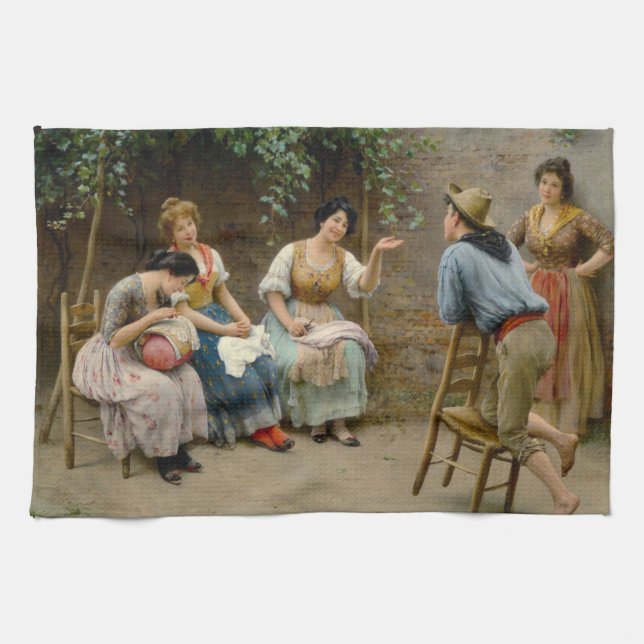 Linge De Cuisine Seamstress italien et un garçon ayant un bon Conve (Horizontal)