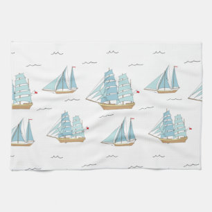 Linge De Cuisine Seatime été Cute yachts avec voile