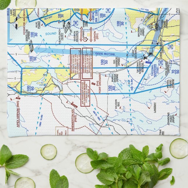 Linge De Cuisine Seattle-Tacoma Airport Flyway Chart (Plié)