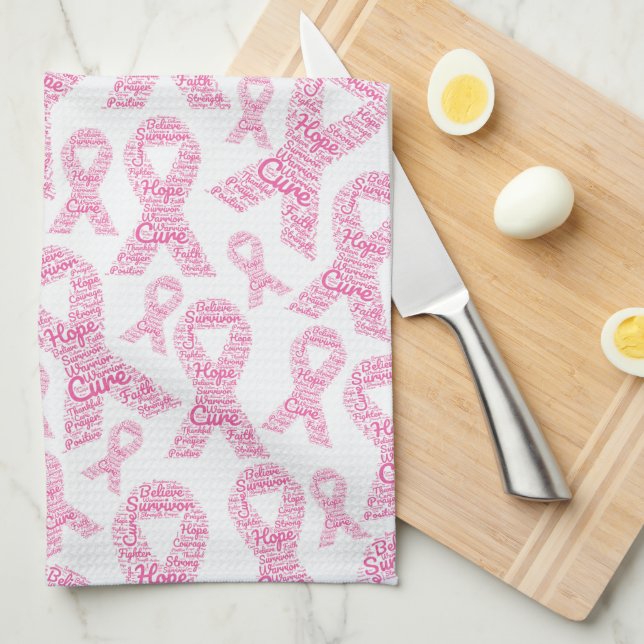 Linge De Cuisine Sensibilisation au cancer du sein Ruban rose avec  (Quart Plié)