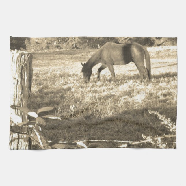 Linge De Cuisine Sepia ton cheval Brown et clôture (Horizontal)