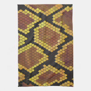 Linge De Cuisine Serpent Brown et impression or