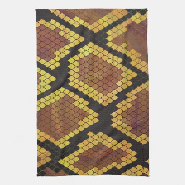 Linge De Cuisine Serpent Brown et impression or (Vertical)