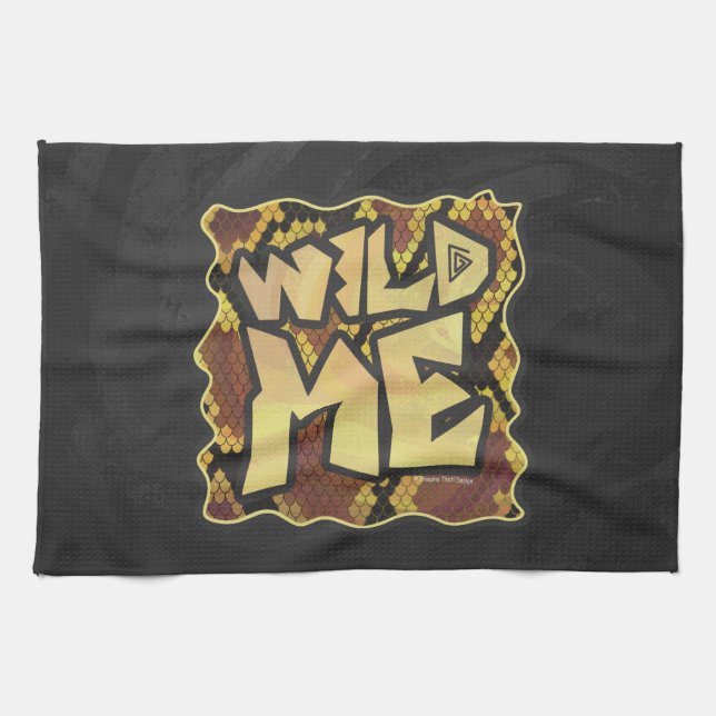 Linge De Cuisine Serpent Wild Me Brown et imprimé or (Horizontal)