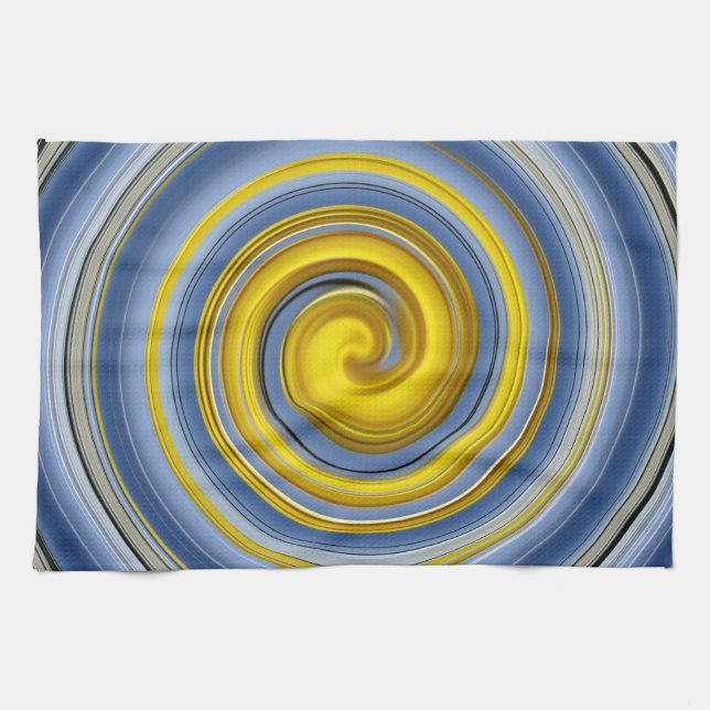Linge De Cuisine Serpentin jaune-bleu (Horizontal)