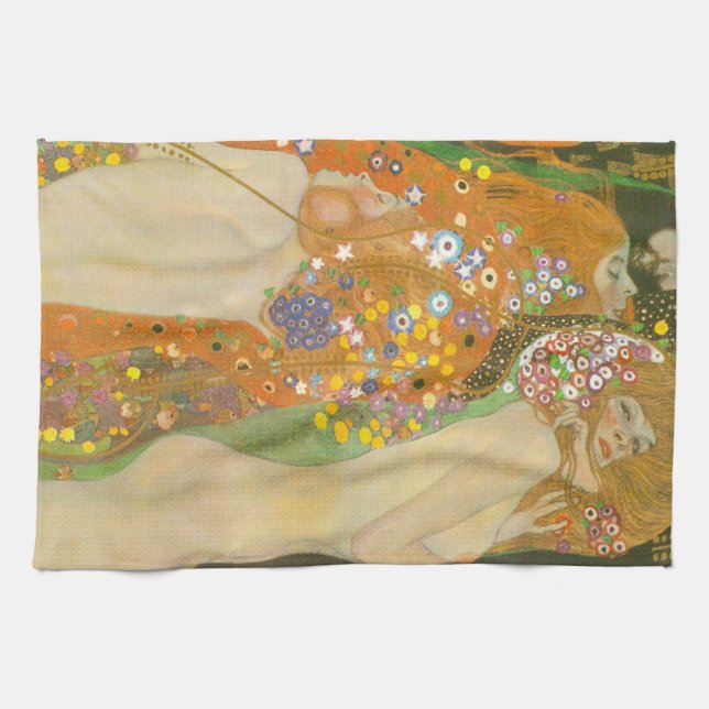 Linge De Cuisine Serpents d'eau II par Gustav Klimt, Art Nouveau (Horizontal)