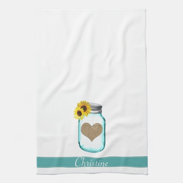 Linge De Cuisine "Serviette de mariage de pot de maçon de pays (Vertical)