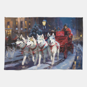 Linge De Cuisine Siberian Husky Saison de Noël festive