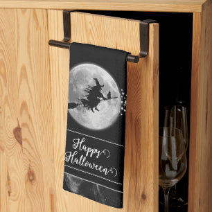 Linge De Cuisine Silhouette de sorcière noire Halloween
