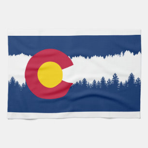Linge De Cuisine Silhouette de Treeline de drapeau du Colorado