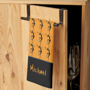 Linge De Cuisine Silhouette Soccer, Art Africain Orange