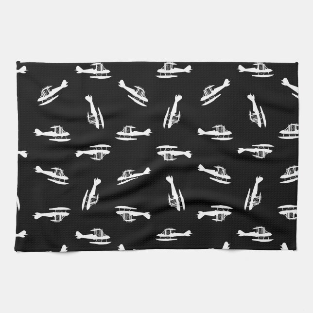 Linge De Cuisine Silhouettes de l'avion de mer Imprimer la concepti (Horizontal)