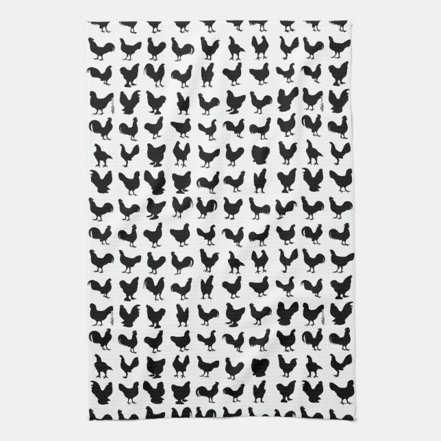 Linge De Cuisine Silhouettes de poulet (Vertical)