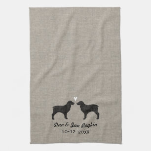 Linge De Cuisine Silhouettes d'épagneul de Boykin avec le coeur