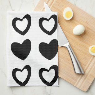 Linge De Cuisine Simple minimaliste moderne Coeurs noir et blanc