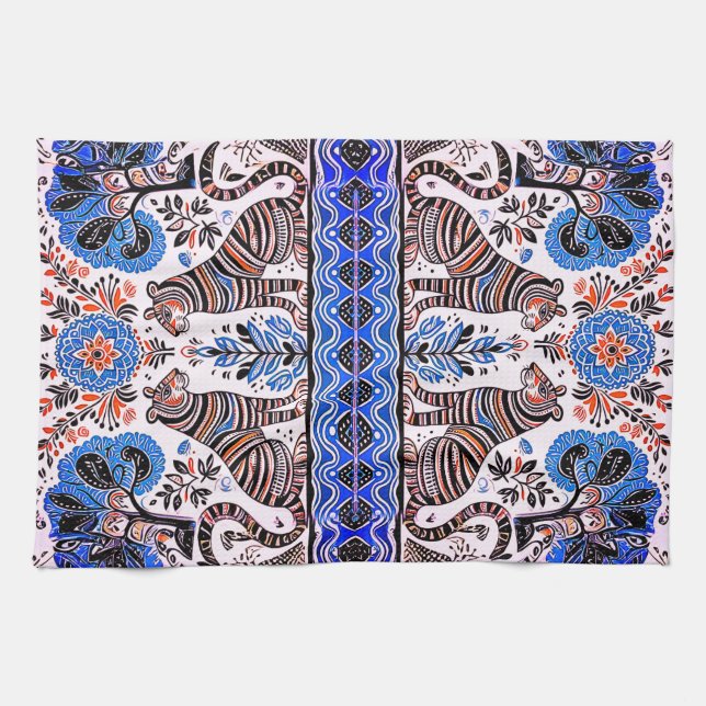 Linge De Cuisine simple peinture madhubani (Horizontal)