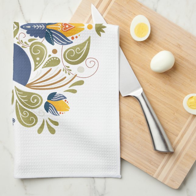 Linge De Cuisine Simple slave Folk Bluebird Art (Quart Plié)
