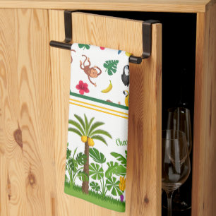 Linge De Cuisine Singes mignons et bananes en Motif de la jungle