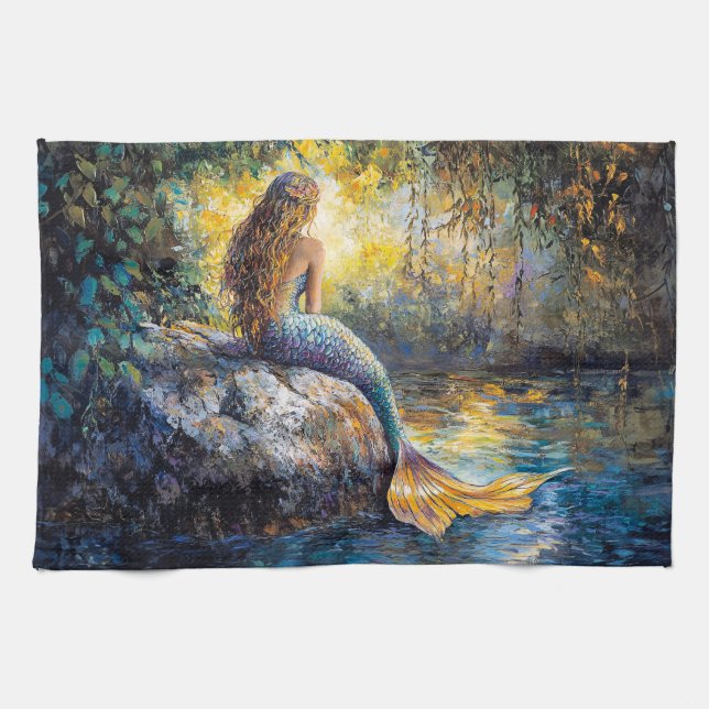 Linge De Cuisine Sirène dans la peinture Grotto (Horizontal)