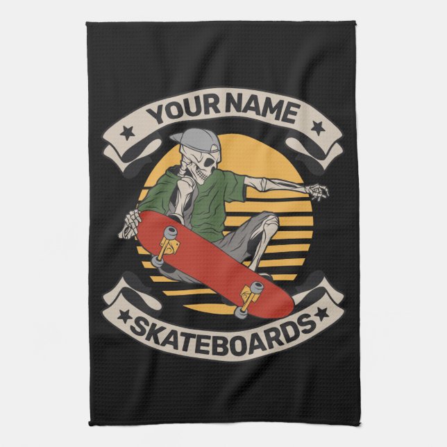 Linge De Cuisine Skateboard personnalisé Nez Grab Skeleton Skeleton (Vertical)