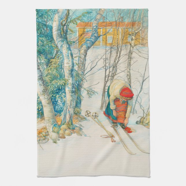 Linge De Cuisine Ski d'hiver par Carl Larsson (Vertical)