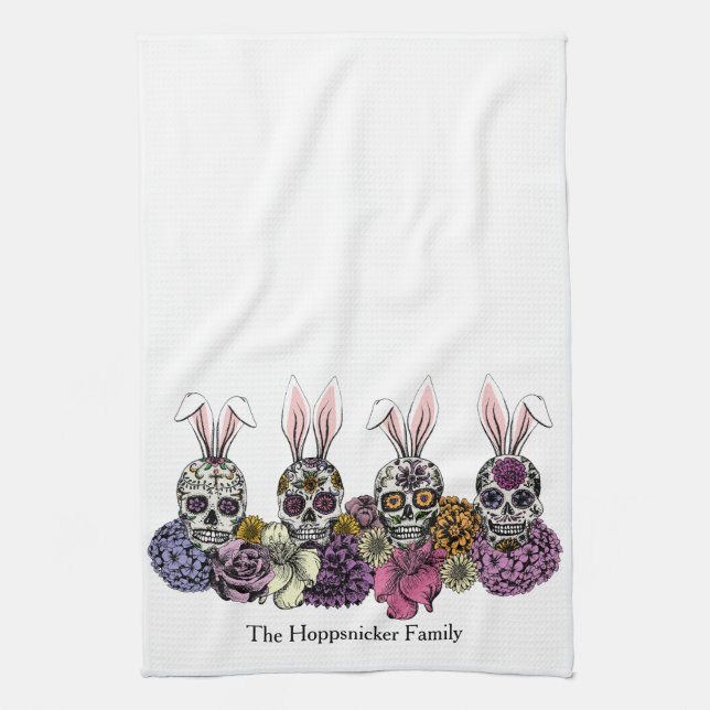 Linge De Cuisine Skull sucre Bunnies Gothique Pâques (Vertical)