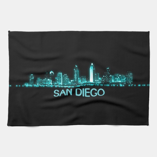 Linge De Cuisine Skyline de San Diego (Horizontal)