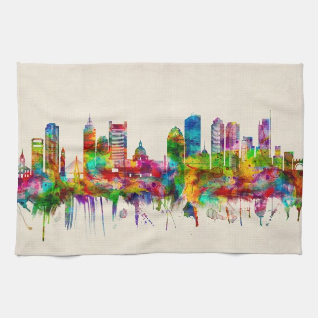 Linge De Cuisine Skyline du Massachusetts de Boston (Horizontal)