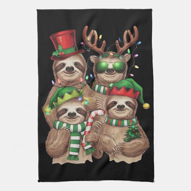 Linge De Cuisine Sloth Christmas Joyeux Slothmas Sloth Lover Cadeau (Vertical)