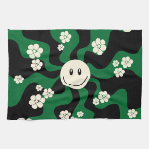 Linge De Cuisine Smile - Vert, Crème et Noir