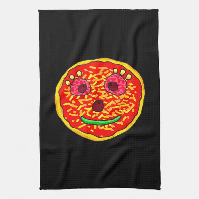 Linge De Cuisine Smiling Pizza Face Illustration Design (Vertical)