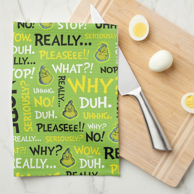 Linge De Cuisine Snarky Grinch | Grinch Snarky modèle de phrase (Quart Plié)