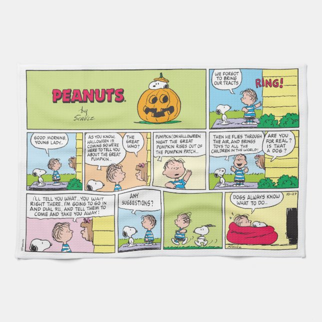 Linge De Cuisine Snoopy & Linus | Les grandes nouvelles Citrouilles (Horizontal)