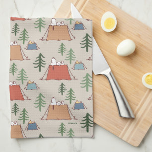 Linge De Cuisine Snoopy & Woodstock Go Camping Motif