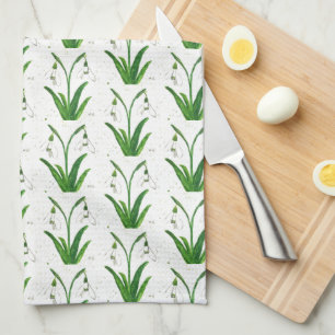 Linge De Cuisine Snowdrops Floral Fleurs blanches Nature Aquarelle