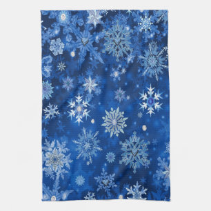 Linge De Cuisine Snowflakes de Noël Bleu et argent